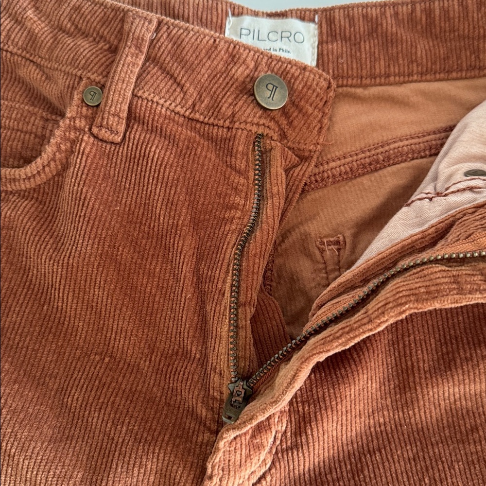 Anthropologie Pilcro The Scotty Cuffed Brown Corduroy Straight Leg Pants size 26 - Picture 7 of 11
